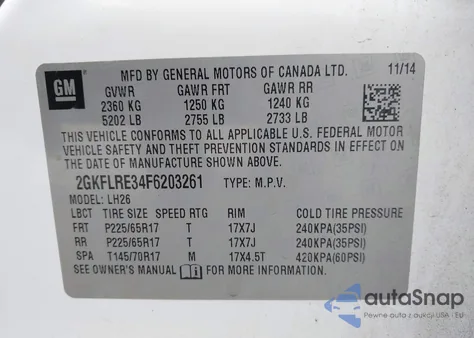 2015 GMC Terrain Sle-2 z USA, uszkodzony, nr VIN 2GKFLRE34F6203261